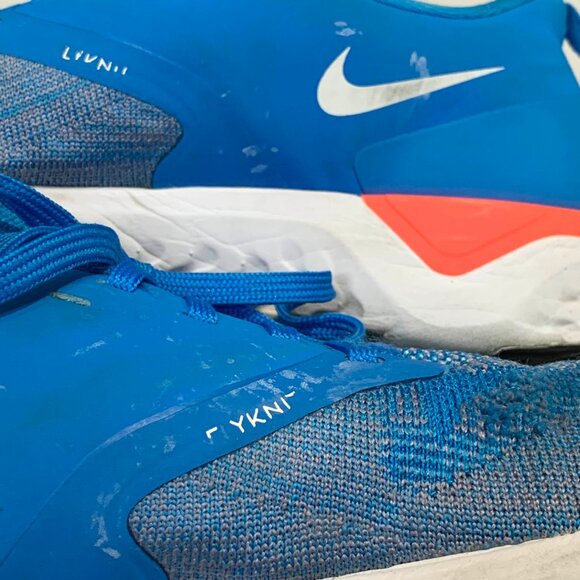 Nike Odyssey React Flyknit 2 Running Shoes Blue Orange BQ1676-402 Men's Size 8 - Picture 10 of 16